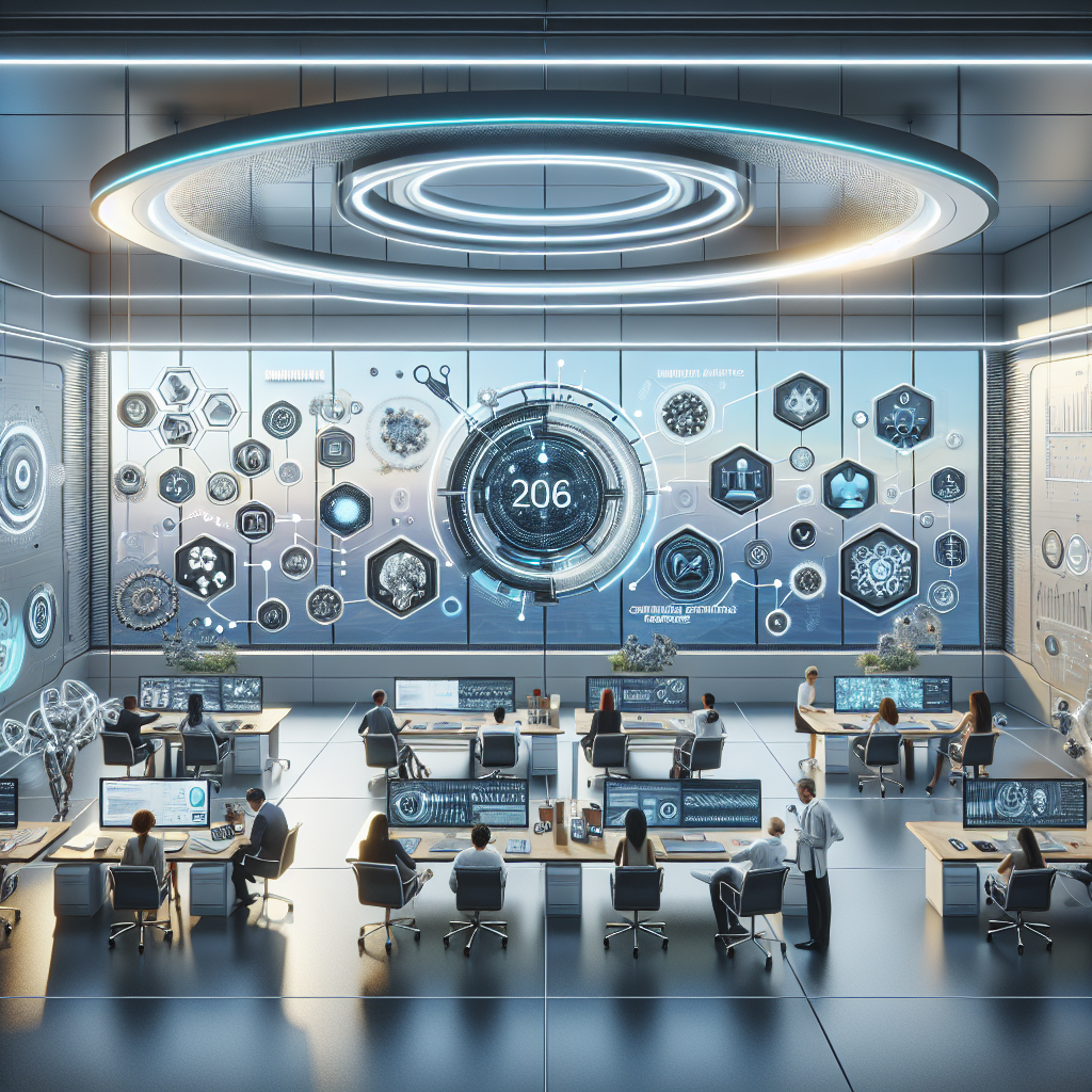 Ilustração futurista mostrando a evolução do inbound marketing em 2026, com elementos como inteligência artificial, múltiplos canais digitais interconectados, personalização de conteúdo em tempo real e interação entre consumidores e marcas.